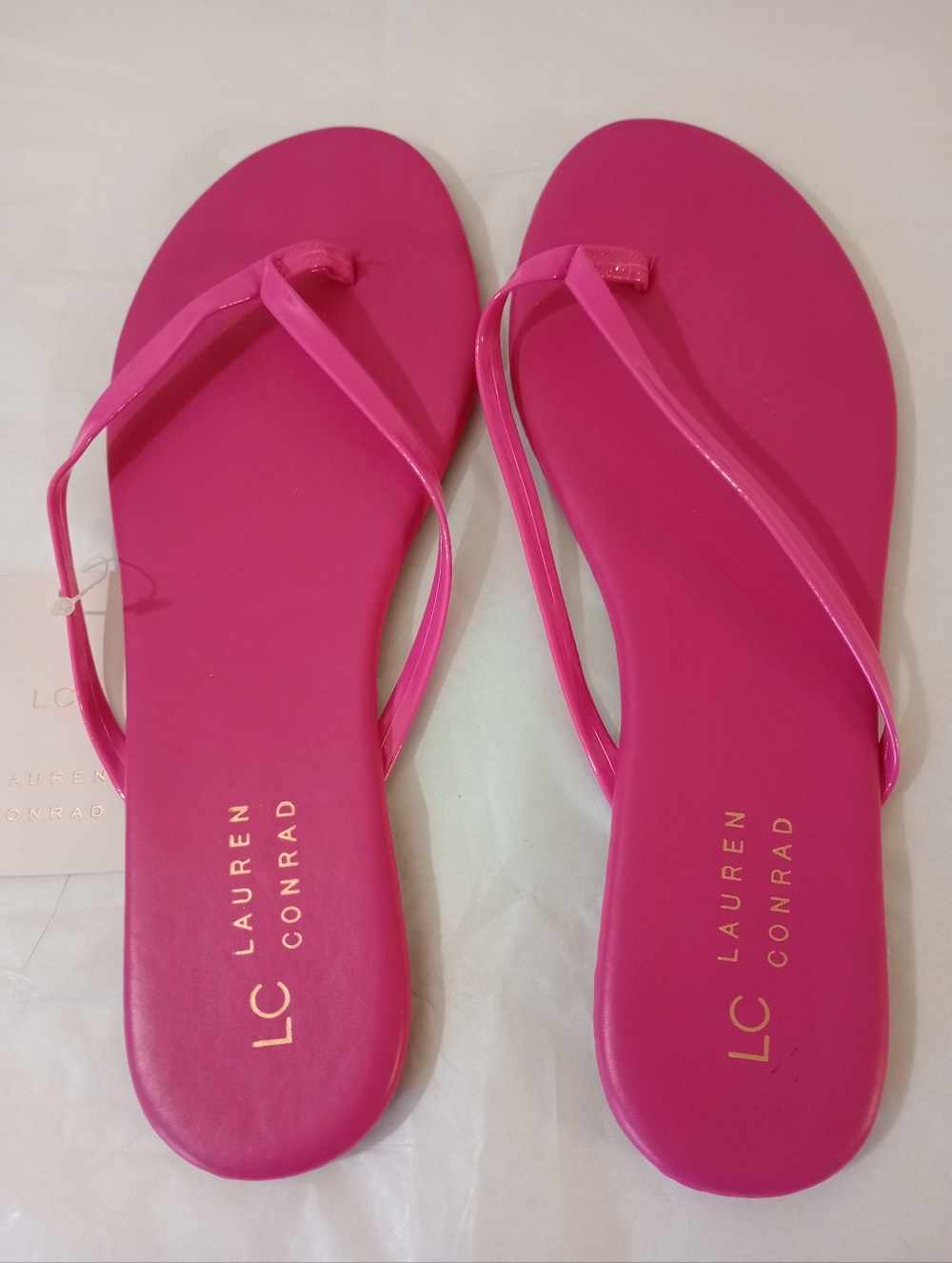 LC Lauren Conrad Hot Pink Slim-Strap Flip Flops